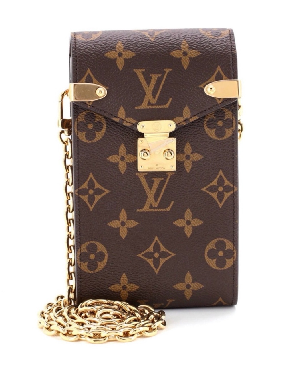 Louis Vuitton Monogram Vertical Phone Pouch in Brown with Gold Hardware